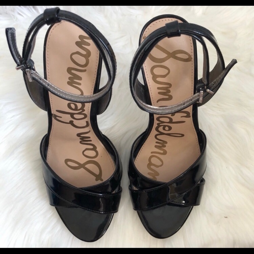 Sam Edelman black patent leather shoes.